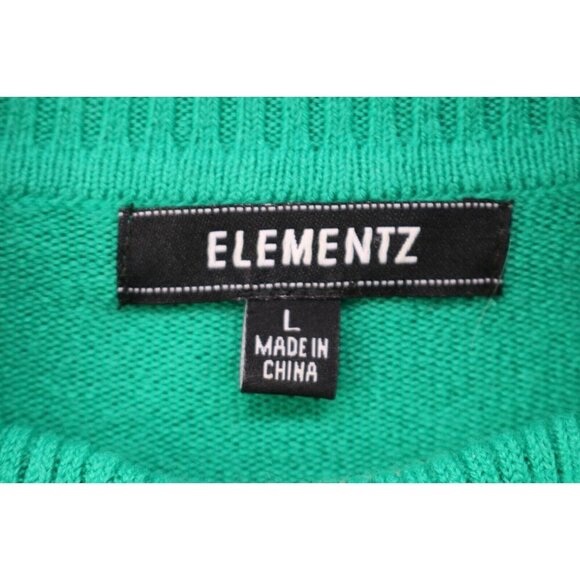 Elementz Cowl Neck 3/4 Sleeve Sequins Green Fade Sweater-Large-Boho-Festive - Picture 4 of 9